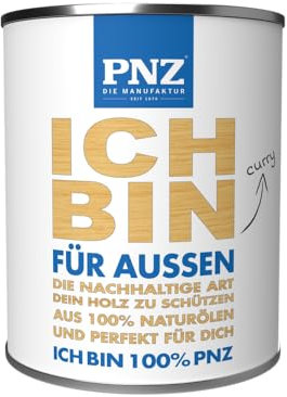 Das PNZ-Öl für Außen | mit über 95% nachwachsenden Rohstoffen | Made in Germany | Holzdeck, Holz-Terrasse, Fenster, Türen, Gartenhäuser, Spielgeräte, Gebinde:2.5L, Farbe:curry