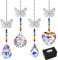 MerryNine Lot de 4 attrape-soleil en cristal coloré en forme de cœur, pipa/longan/boule de prisme en cristal + pendentif papillon pour rebord de fenêtre, voiture, prisme en cristal à suspendre au mur