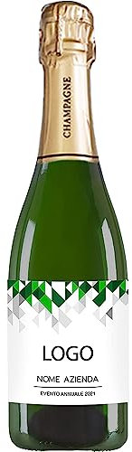 Bottiglia di Champagne personalizzato - Gadget aziendale personalizzato con logo, Idea per regali aziendali, strenne natalizie, cesti e merchandising (Triangoli, 0,75L)
