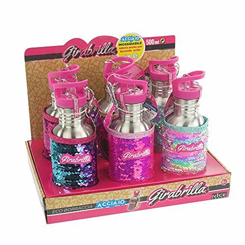 Girabrilla Nice Group Eco Bottle - Bottiglia Ecologica 300 ML in Acciaio con Un Scintillante Rivestimento Rimovibile di Paillettes - 02535