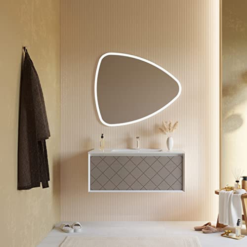 KIAMAMI VALENTINA 100 cm WANDMONTIERTER BADEZIMMERSCHRANK GRAU ESCHE Spiegel | Miami