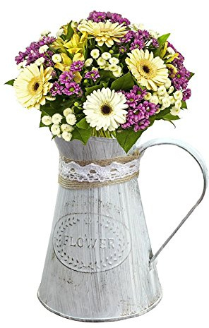 WLICWEI Metall Blumentöpfe/Retro Old-Fashioned Metall Blumenkübel/Land rustikal Primitive Krug Vase, speziell und elegant, ideal für Wohn-/Bürodekor