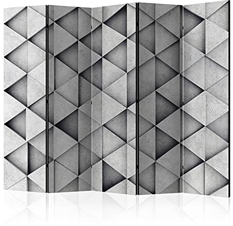murando Akusticher Raumteiler Betonoptik Foto Paravent 225x172 cm beidseitig auf Vlies-Leinwand Bedruckt Akustikschaum Trennwand Spanische Wand Sichtschutz Home Office Beton geometrisch f-B-0073-z-c