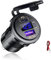 USB C Car Charger Socket, Dual Ports 12V/24V Outlet PD3.0 & QC3.0 Fast Charge Car Charger Adapter with ON/Off Switch and LED Voltmeter for Car, Boat, Marine, Truck, SUV, RV
