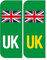 2 Stück Vorne und Hinten UK Flagge Union Jack Abzeichen Grün Elektrofahrzeuge Auto Nummernschild Vinyl Aufkleber Vereinigtes Königreich ersetzt alte GB Version