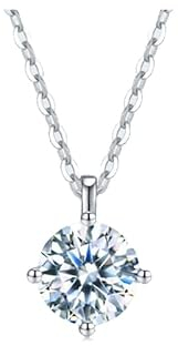 Springlight ✦ Geschenke für Frauen S925 Sterling Silber Moissanit Halskette 1 Karat Moissanite-Diamant Anhänger mit Halskette, D-Farbe, VVS1 Klarheit, Hochzeitsgeschenk.