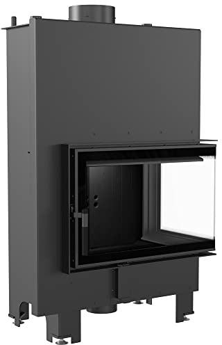 KRATKI MBM Camino a legna con scambiatore di acqua calda Conforme BImSchV 2 12 kW Efficienza termica 85% acciaio Rivestimento termotecno nero Vetro laterale destro 122 x 78 cm