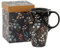 DUSVALLY Ceramic Mug Tall Coffee Cup with Lid, Handle and Gift Box Latte Mug,17oz.Flower