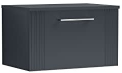 nuie DPF1494W Deco Modern Bathroom Wall Hung 1 Drawer Part Fluted Vanity Basin Unit with Worktop, 600mm, Satin Anthracite
