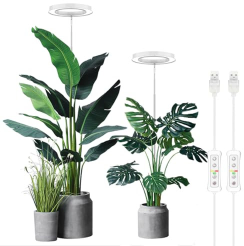 Plant Grow Light,yadoker LED Growing Light Full Spectrum for Indoor Plants,Height Adjustable, Automatic Timer, 5V Low Safe Voltage,Idea for Large Plant Light Blue,red