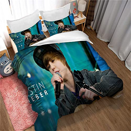CHAOSE Bettbezug-Sets Justin Bieber Singer ? Perfektes Single-King-Size-Bettwäsche-Set Mit Kissenbezügen Und Atmungsaktivem Anti-Milben-Winter (Bild 02,135 x 200 cm)