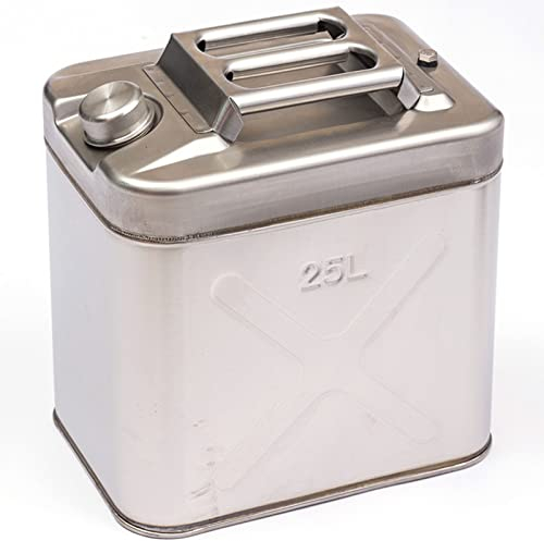 YILEFU Bidón para Gasolina Metal 1 mm de Espesor Bidón De Combustible Recipientes Gasolina Garrafa De Gasolina Y Diésel En Metal con 3 Asas y Manguera,Ideal para Viajes Largos,25L