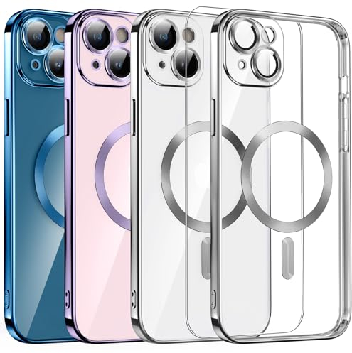 DOSNTO Clear Magnetisch für iPhone 13 Hülle mit MagSafe [Original iPhone Äußere] [Kameraschutz Eingebaut] Durchsichtig Silikon Case Ultra Dünn [Niemals Gelb] Handyhülle Anti Fingerabdruck Kratzfeste