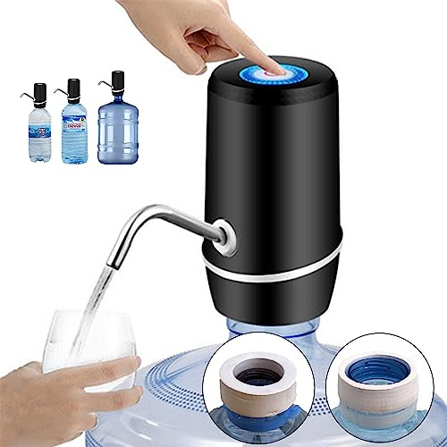 MIRTIKA Distributeur d'eau pour carafes avec adaptateur pour bouteilles d'eau commerciales, robinets pour bouteilles d'eau minérale, distributeurs d'eau pour bidons, pompe électrique à eau (Noir)