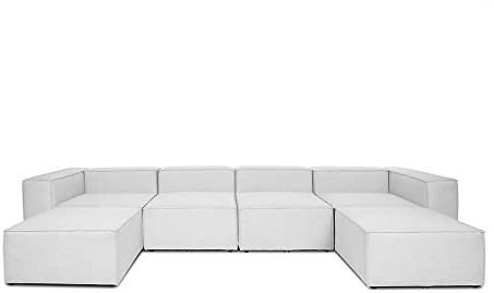 Home Deluxe - Sofa Verona - Hellgrau, Größe: XXL - ca. 414 x 70 x 207 cm, Sitzhöhe: 46 cm, Sitztiefe: 80 cm, inkl. Kissen I Modulares Sofa Modulsofa Ecksofa Wohnlandschaft