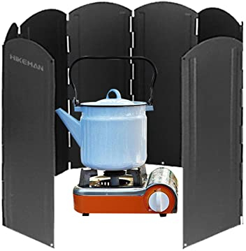 LOSOO Windschutz Für Gaskocher/Campingkocher, 8 Lamellen Aus Galvanisiertes Eisen, Faltbarer Windschutzscheibe Für Outdoor Grill,Öfen,Gaskochern