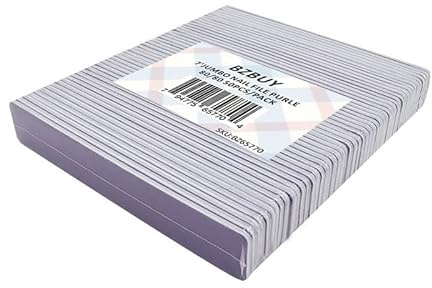 Bzbuy Jumbo Nail File 50 PCS Professional Double Sided 80/80 Grit Nail Files Emery Board Purple Manicure Pedicure Tool and Nail Buffering Files