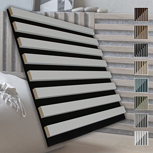 MARBET DESIGN Akustikpaneele Akustikquadrate 40x40cm Wandverkleidung Holz - (1 Paneel, schwarz - weiß) Paneele Akustikfilz Lamellendekor Schallschutz