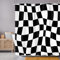 Newsely Duschvorhang mit groovigem Schachbrettmuster, 152 x 183 cm, 70er Jahre, niedlich, Retro, kariert, gewellt, ästhetisch, kariert, flippig, modern, abstrakt, Vintage, Badezimmer-Set,