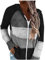 Women's Patchwork Hooded Cardigan Zip Up Hoodie for Women UK Colour Block Shirt Long Sleeve Rainbow Tops Lightweight Sweater Front Open Coat Knit Blouse Fall Winter Spring (q02 Black, XL)