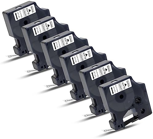 Labelwell 6x Kompatibel D1 Etikettenband 45013 S0720530 Schriftband Kompatibel für Dynmo D1 45013 45013s, Schwarz auf Weiß, 12mm x 7m, für LabelManager 160 280 420P 210D 360D Labelpoint 250 350