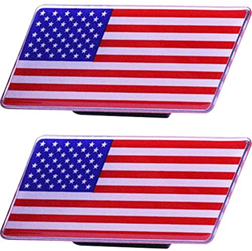 Voiture Avant De Calandre D'emblème 2pcs Aluminium Drapeau Américain Grille Emblème Carcarte De Voiture Universelle De Mode De Mode Décor De Style Voiture