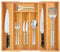 DICLLY Range-Couverts en Bambou Extensible - Organisateur de Tiroir de Cuisine 5 à 7 Compartiments 32.2x43/50x43cm,Plateau Ajustable pour Cuillères,Fourchettes - Boîte à Couverts Naturelle