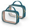 HELZOI Trousse de toilette approuvée par la TSA, trousses de maquillage transparentes avec poignées, trousse de toilette transparente de taille quart, sacs cosmétiques en PVC transparent pour femmes
