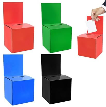 Fahibin 4 Stück Karton-Wohltätigkeitsorganisationsboxen, Spenden-Wahlurnen mit Schlitz, für Abstimmung, Verlosung, Spendenaktion, Vorschlag