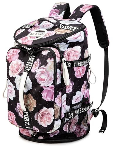 Sporttasche mit Schuhfach, 4-Wege-Reiserucksack für Damen und Herren, multifunktionale Wochenendtasche mit wasserdichter Schicht und Laptopfach für Fitness, Reisen, Camping (rot)