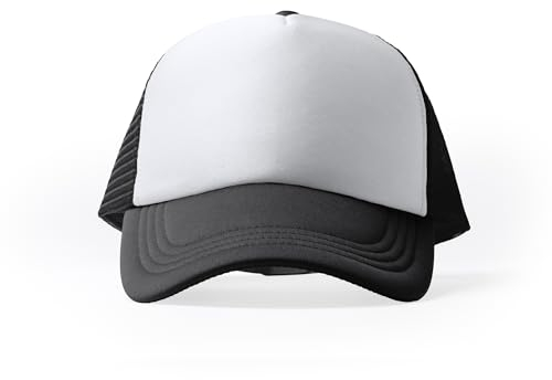 KINKIES Gorra Panel Frontal Acolchado y Parte trasesa de Rejilla - Visera Unisex Fresca, Transpirable con Cierre Ajustable (FR/ES, Letras, Talla única, Negro)