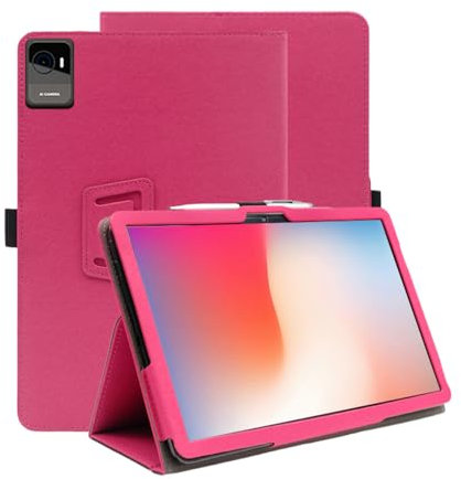 INSOLKIDON Compatibile con Jumper EZpad M11 10.51 INCH Tablet Custodia protettiva in pelle Cover con Funzione di Supporto, Auto Svegliati/Sonno,Cover Protezione in PU Pelle (Rosso rosa)