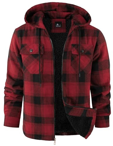 zitysport Veste Chemise Homme Toison Carreaux Doublé Sweat Capuche Manteau Doublure Polaire Hiver Avec Poches Flannel Veste à Capuche Hommes
