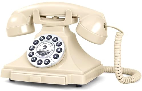 Ruansihang Audio-Gästebuch, Telefon, einzigartiges Voicemail-Nachrichten-Recorder, Audio-Gästebuch, Hochzeitstelefon für Geburtstagsparty, Babyparty, Jahrestag, Verlobung (Beige)