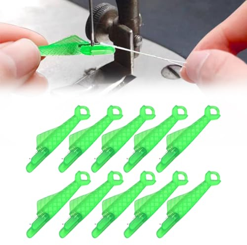 Nadeleinfädler, Einfädelhilfe für Nähnadeln, Nähmaschinen Zubehör Kunststoff Nähnadeln Einfädler, Automatischer Einfädler Nadel Threading Tool für Handnähen (10, Rechteckig)