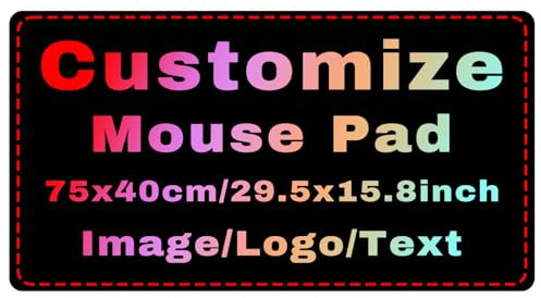 Personalised Mouse Mat with Photo/Text/Logo Desk Mat Custom Large Waterproof Gaming Mouse Pads, Non-Slip Rubber Base Keyboard Mouse Mat for PC Laptop Computer Gaming Room Office 750x400x3mm