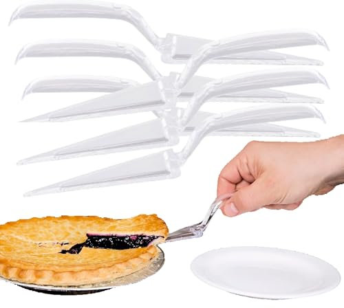 (Pack of 6) Clear 10 Disposable Plastic Pie and Cake Servers, Heavy Duty Spatula for Serving, Cutting, and Slicing Pizza, Pastry, and Desserts (Clear, Pack of 6)