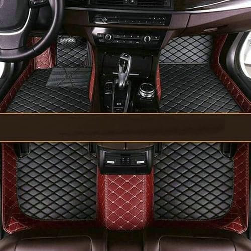 CWMLB Auto FußMatten für VW T6 2015–2024,Fußmatten All-Inclusive-Stil Fussmatten Auto Matten Autofussmatten Autozubehör Innenraum, Dark red + Black