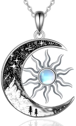 Wasee Schwarze Katze/Fledermaus/Schmetterling/Spinne/Wolf Halbmond Ketten für Damen 925 Sterling Silber,Katzen Halskette Gothic Anhänger Schmuck Geschenke für Frauen