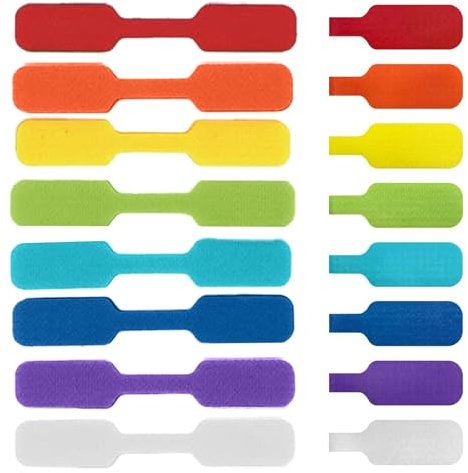 Cable Cord Labels Large Size - 40 PCS Multicolored Handwriting Cable Tags for Organizing Wires and Identification, Reusable Hook and Loop Closure, Waterproof, for Home, Office, and Entertainment Syste