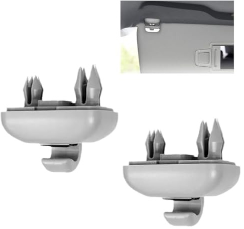 Garegce 2PCS Sun Visor Clips for Audi, Auto Car Sun Visor Clip Hook, Replacement Sun Visor Bracket Hanger for Audi A1 A3 A4 A5 Q3 Q5 A7 B6 B7 B8 S4 S5, 8U0857562A/8E0857562-Grey