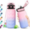 KollyKolla Botella de Agua 500ml, Cantimplora con Marca de Tiempo, con Pajita, Reutilizable, sin BPA, Botella Motivacional, Garrafa Agua para Deporte, Oficina, Escuela, Bicicleta, Running