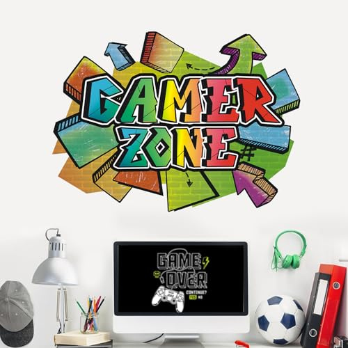 HPNIUB Gamer Zone 3D Wall Stickers,Gaming Room Wall Stickers Video Game Decals for Boys Bedroom Gaming Room Accessories Wall Decoration,Gaming Stuff Accessory for Kid Room Game Room Decor 84 * 58CM