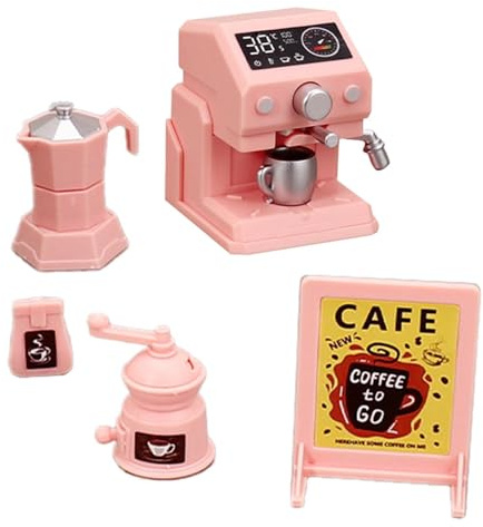 KiBcsLic Miniatur Kaffeemaschine, Dekoration, Geschenk für Mädchen Und Jungen, Puppenhausmöbel