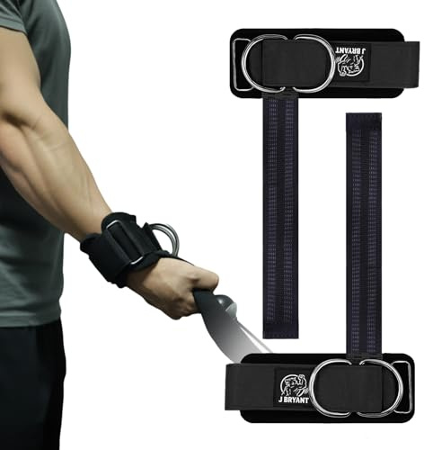 J Bryant Wrist Cuffs Gewichtheber-Handschlaufen mit beweglichen Doppel-D-Ringen – Bequeme Handgelenkstütze für Kabelübungen & Oberkörpertraining