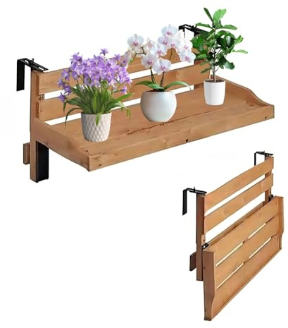 MINGYIHUI Balkon-Hängetisch,an Geländer Montierter Balkontisch,Verstellbarer,an der Wand Montierter Klappgeländertisch, Massivholzkonstruktion,Geeignet für Balkone und Innenhöfe(Size:120x30x30cm)
