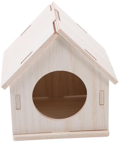 WEKADRIN Hamsterhversteck Mit Natürlichem Holz Stilvolles Kleintierhäuschen Für Hamster Und Eichhörnchen Sicherer Unterschlupf Für Kleintiere Im Käfig