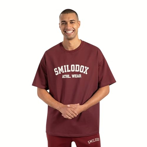 SMILODOX Herren T-Shirt Kayson - Locker geschnittenes Oversize Shirt mit Retro Frontprint, bequemem Rundhalsausschnitt und weichem Material für modernen Streetwear Look