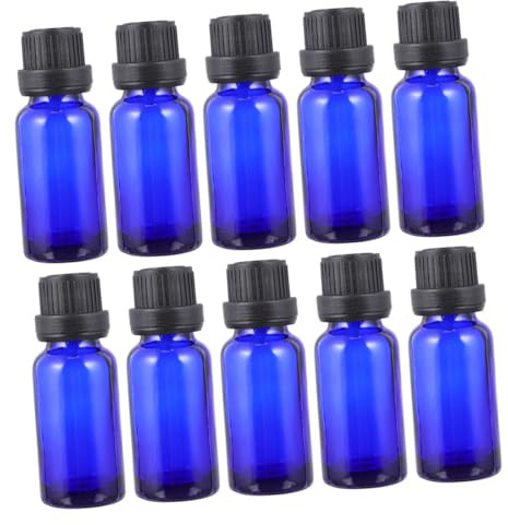 TOYANDONA Lot de 12 Flacons Cosmétiques 20 Ml en Verre Bleu Bouchon Grand Format et Compte-gouttes, Étanches, pour Huiles Essentielles, Parfums, Usage Voyage et Maison