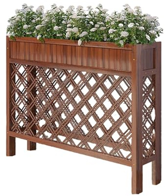 Labasuan Erhöhter Pflanzkasten aus Holz mit Rankgitter, wetterfest, ideal für drinnen und draußen, z. B. auf Terrassen, Zäunen oder Balkonen(L-120CM)
